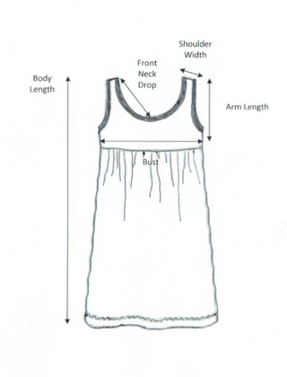 iCantoo Solid Cotton Babydoll Dress Chart