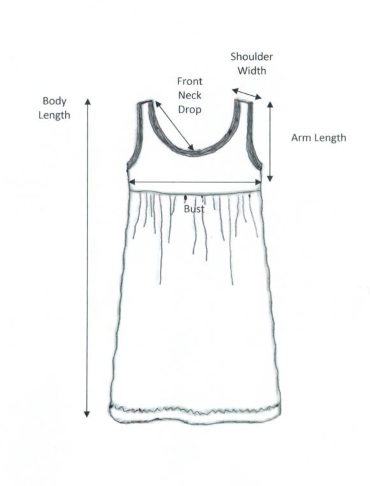 iCantoo Solid Cotton Babydoll Dress Chart