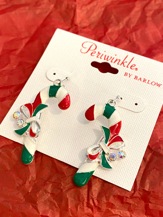 Candy Canes and Bows Earrings