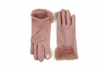 Pink Faux Fur Gloves