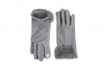 Grey Faux Fur Gloves